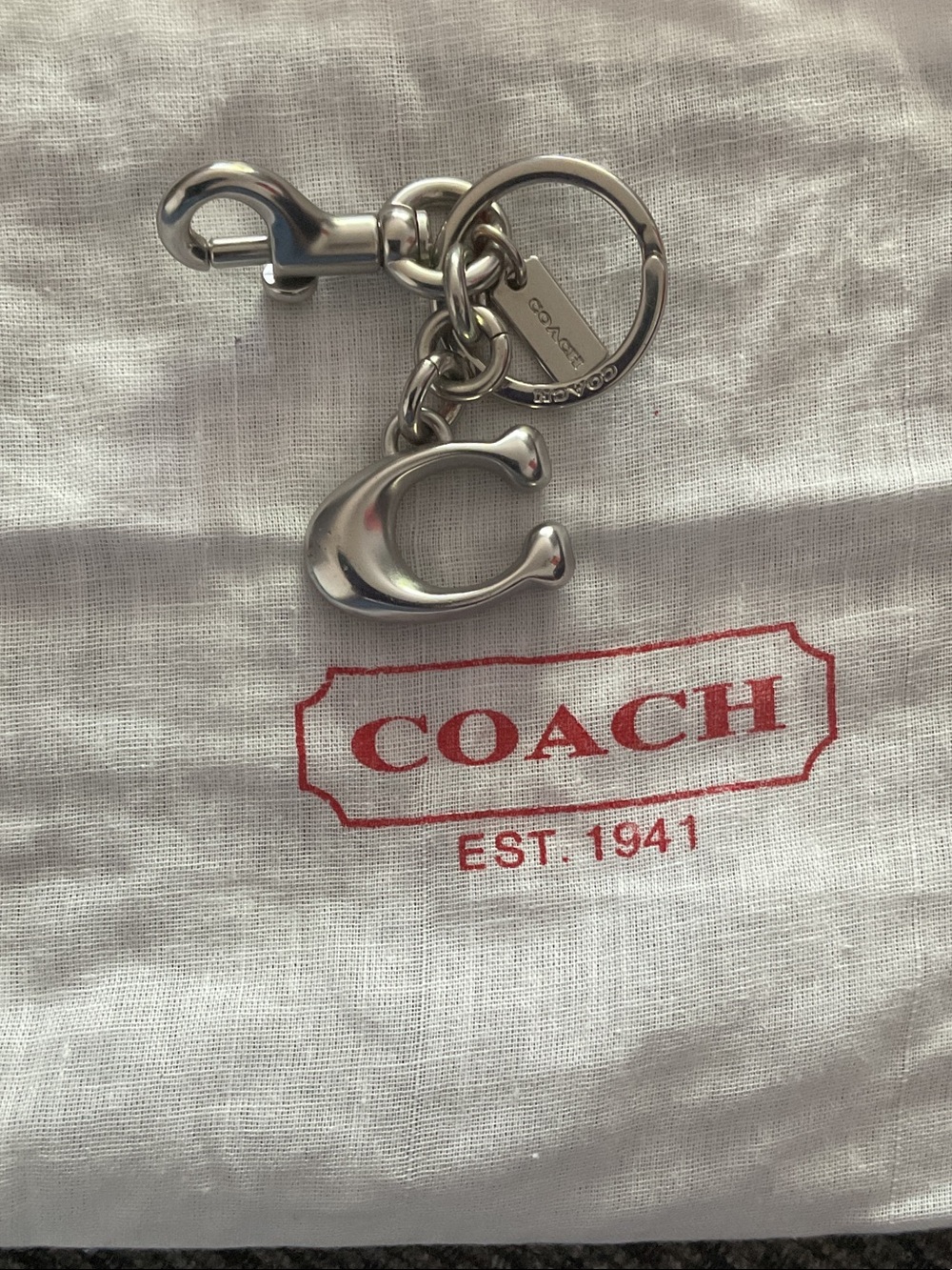 Coach Silver Tone 'C' Signature Key Charm